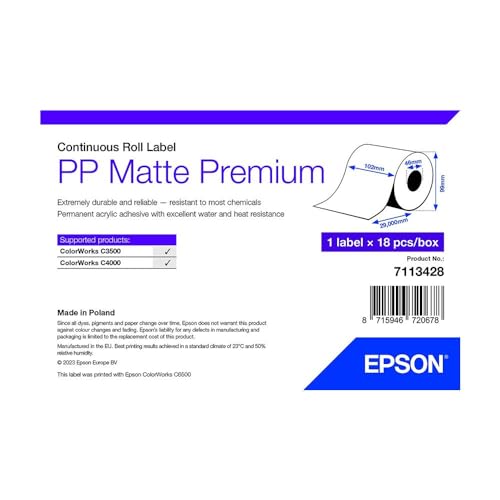 Epson 7113428 Druckerpapier, Weiß, 18 Stück von Epson