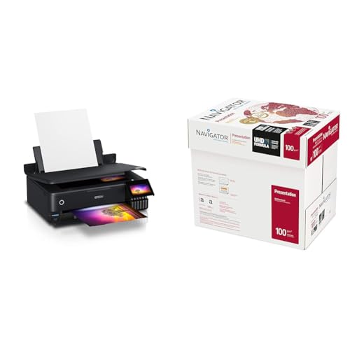 Epson EcoTank ET-8550 3-in-1 Tinten-Multifunktionsgerät & Igepa Navigator Presentation Kopierpapier A4 100g weiß sehr hohe Weiße, 5x500 Blatt (2500 Blatt) von Epson