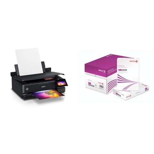 Epson EcoTank ET-8550 3-in-1 Tinten-Multifunktionsgerät & Xerox Performer Multifunktions-Papier, 80 g m², A4, 1 Karton, 5 Packungen, 2.500 Blatt 003R90649 Weiß von Epson