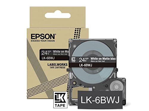 Epson Etikettenkassette, mattes Beschriftungsband LK-5YBJ schwarz auf gelb, langlebiges Band für Epson LabelWorks Etikettendrucker, wasser- & verschleißfest, 8 m x 18 mm von Epson