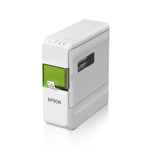 Epson LabelWorks LW-C410, Bluetooth-Etikettendrucker für langlebige Etiketten, Geschenkbänder und mehr, 36 kompatible Bänder bis 18 mm Breite, App-Steuerung, Batterie-betrieben, grau von Epson