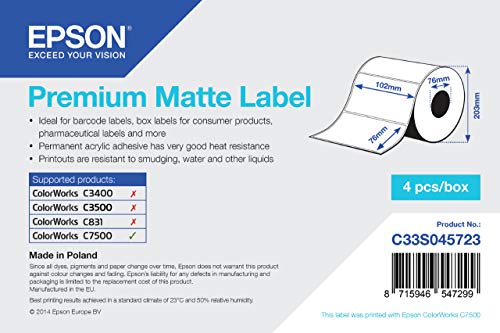 Epson Premium matte – Drucker-Etiketten Tintenstrahl, 102 x 76) von Epson