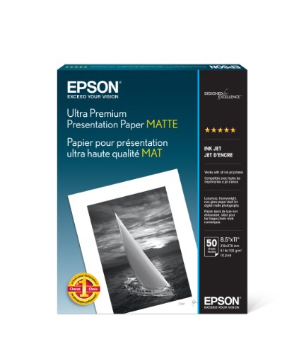 Ultra Premium Matte Presentation Paper, 8-1/2 x 11, White, 50/Pack von Epson