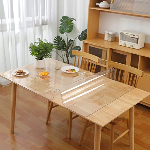 Tischdecke Transparent Durchsichtige Tischdecke 2 mm Dick Klare Tischdecke Plastik Tischfolie Transparent 100x170cm Küche Esszimmer Holz Möbel Schutzabdeckung von Eralove