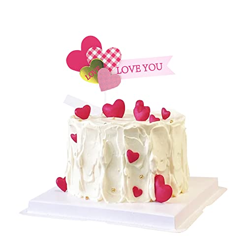 Ercadio 1 Packung Happy Valentine's Day Kuchendekorationen Rot Valentinstag Kuchendekorationen Love You Be Mine Valentinstag Kuchenplektren für Hochzeit Brautdusche Party Thema Kuchen Dekor Zubehör von Ercadio