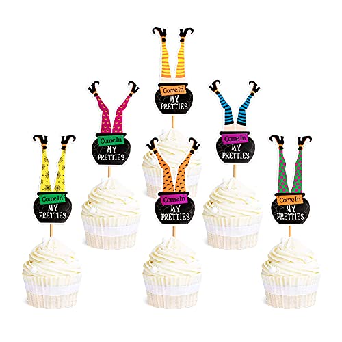 Ercadio 24 Stück Hexenstiefel Halloween Cupcake Topper Hexe Bein Füße Cupcake Picks Happy Halloween Thema Geburtstag Party Kuchen Dekorationen Zubehör von Ercadio