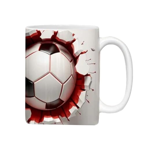 Erconsso 3D-Ballbecher, lustige Kaffeetasse - Flacher Ballbecher mit 3D-Effekt, tragbar | Keramik-Teetasse, lebendige Farben, Keramiktasse für Kaffee, Tee, heiße Schokolade von Erconsso