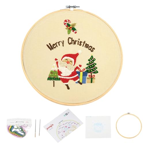 Erconsso Kinder-Stickset, einfache Sticksets für Anfänger | Handstickset Weihnachtsstickerei,Stickset für Anfänger, Weihnachtsstickmuster für Familie oder Freundinnen von Erconsso