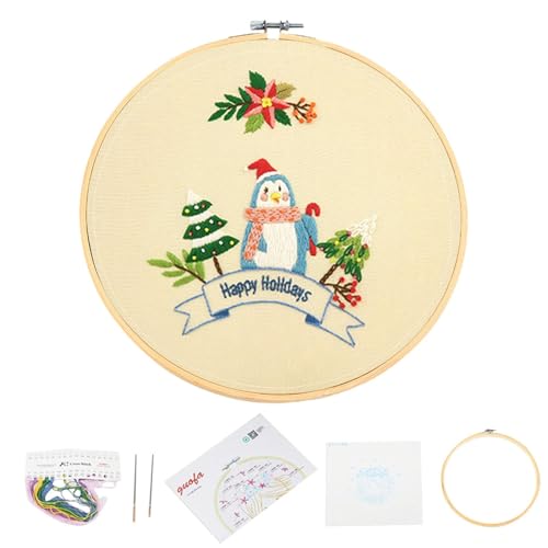 Erconsso Kinder-Stickset, einfache Sticksets für Anfänger - Handstickset Weihnachtsstickerei - Weihnachtsstickmuster, Kindersticksets für Anfänger, Kinder, Wohnzimmer- und Schlafzimmerdekoration von Erconsso