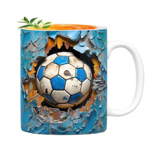 Erconsso Reise-Kaffeetasse, Kugel-Keramikbecher,Flacher Ballbecher mit 3D-Effekt, tragbar | Keramik-Teetasse, lebendige Farben, Keramiktasse für Kaffee, Tee, heiße Schokolade von Erconsso