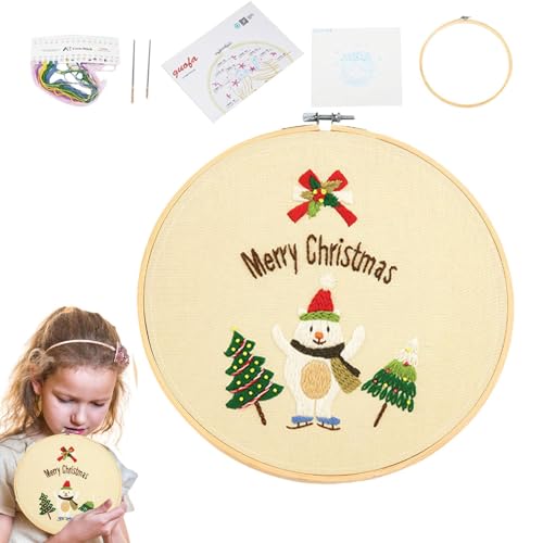 Erconsso Stickset für Anfänger, Stickset für Kinder | Handstickset Weihnachtsstickerei - Weihnachtsstickmuster, Kindersticksets für Anfänger, Kinder, Wohnzimmer- und Schlafzimmerdekoration von Erconsso