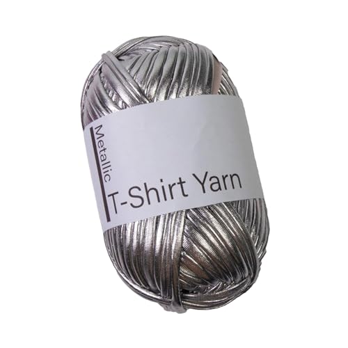 Metallics T-Shirt-Garn, 100 g (1,8 cm x 40 m), -Strickgarn, glänzendes T-Shirt-Garn, Glanzgarn, Häkelgarn, Polyester-T-Shirt-Garn zum Häkeln von Taschen, Körben, Heimdekoration, DI Y von Erconsso