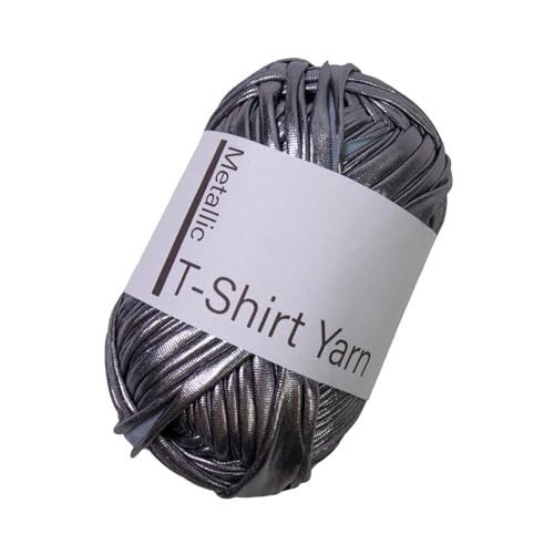 Metallics T-Shirt-Garn, 100 g (1,8 cm x 40 m), -Strickgarn, glänzendes T-Shirt-Garn, Glanzgarn, Häkelgarn, Polyester-T-Shirt-Garn zum Häkeln von Taschen, Körben, Heimdekoration, DI Y von Erconsso