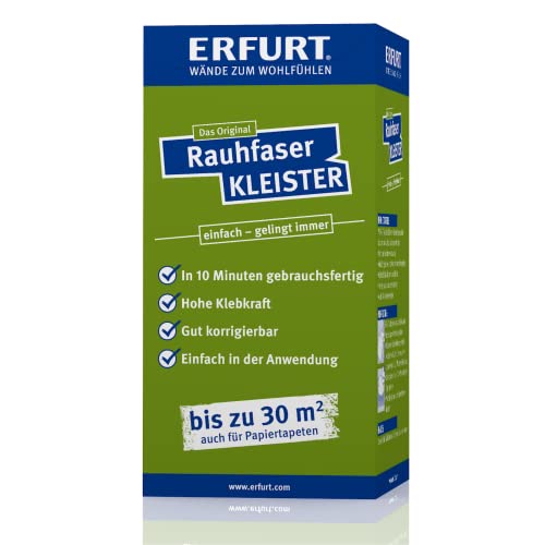 Kleister Rauhfaser Tapetenkleister Raufasertapete Papiertapete 200g Pulverkleister transparent für 30m² ca 3 Rollen von Erfurt