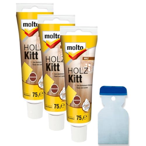 3x Molto Holzkitt 75 g Set Reparaturspachtel (Mahagoni) von Erhard-Trading