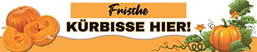 Banner 2,5 m 'Frische KÜRBISSE HIER!' XXL Werbung PVC-Plane mit Ösen zum Aufhängen von Erhard-Trading