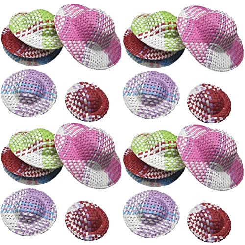 24 Pcs Mini -strohhüten Miniaturhut Strickhüte Papier Stoffkappe Für Puppenhaus DIY Craft Decoration Accessoires von Ericetion