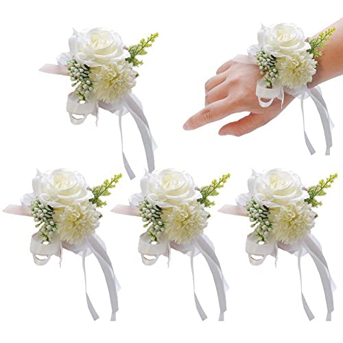 5pcs Handgelenk Corsage Rose Armband - Stoff Handblumen Für Hochzeitsbrautjungferndekoration Zubehör Erhältlich von Ericetion