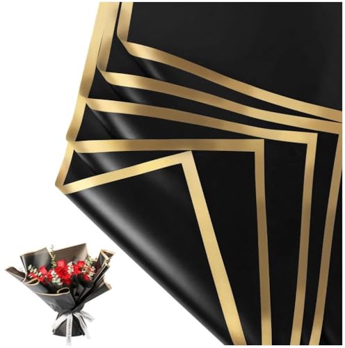 Ericetion 20 Blatt Blumen-Geschenkpapier Goldenen Kanten, Wasserfeste Blumenstrauß-verpackung Für Selbstgemachte Verpackungen, Hochzeiten, Geburtstage, Blumen von Ericetion