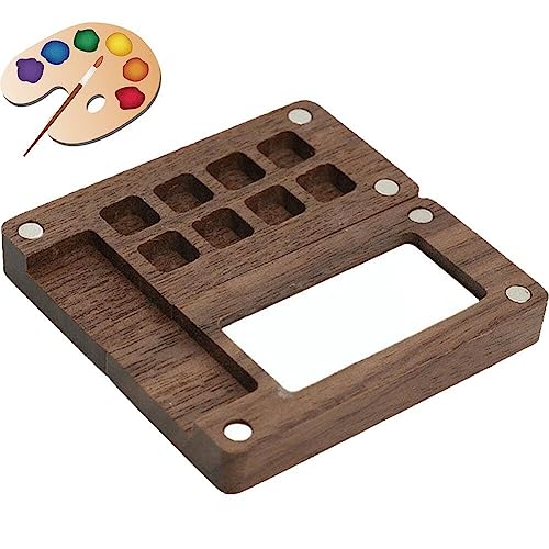 Ericetion 8 Gitter Skizzenbuch Holz Mini Palette Magnetische Reise Box für Aquarellmalerei, Acrylmalerei Farbe Sparschwein von Ericetion