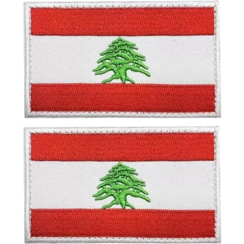 Ericetion Aufnäher Libanon-Flagge, 2 Stück, Bestickte Aufnäher Libanon-flaggen, Libanesische Flaggen, Militärischer Taktischer Aufnäher Für Kleidung, Hüte, Rucksäcke, Dekorationen von Ericetion