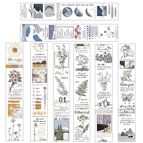 Ericetion Blumenpflanze Klebeband 4 Strips/Set Vintage Washi Tape DIY Dekorationsbänder Für Scrapbooking Journal Planer von Ericetion