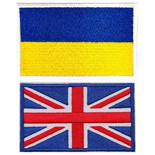 Ericetion Britische Ukraine Flagge Patches 2pcs Gesticktes Eisen Auf Patch Uk Ukrainisch Nationales Badge Emblem Hakenschleife Für Hat -Bag -Rucksack von Ericetion