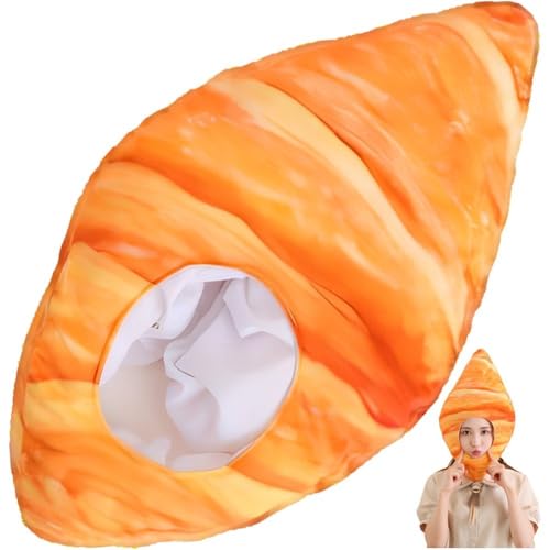 Ericetion Croissant-förmiger Hut, Gefüllte Kopfbedeckung, Kostüm, Plüsch-Croissant, Foto-Requisiten, Cartoon-hörner-kostüm Für Maskerade-Party, Halloween von Ericetion