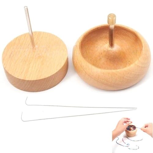 Ericetion Perlen-Spinner, Ton-Perlen-Spinner mit 2 Perlnadeln, Schmuckherstellung Holz-Perlen-Spinner für Bastel-DIY-Perlen, Taillenperlen, Armbänder von Ericetion