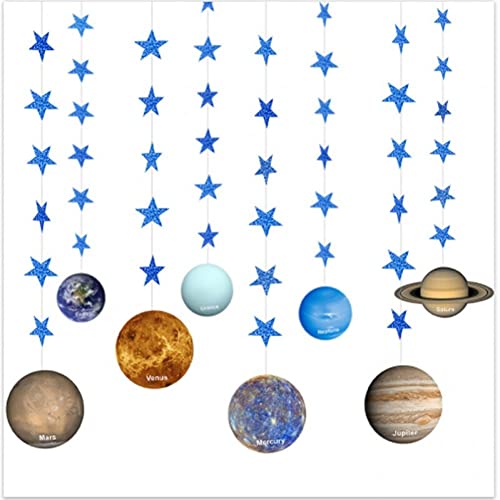 Ericetion Solarsystem Planeten Hängen Girlande Dekoration, Außenpapier Planeten Girlande Streamer Blue Star Für Geburtstagsfeierzubehör von Ericetion