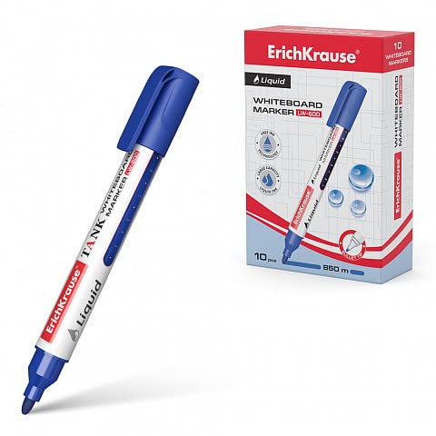 ERICHKRAUSE Marker für Whiteboard mit flüssiger Tinte Lw-600 – Technologie Free Ink – kugelförmige Spitze, Blau von Erich Krause