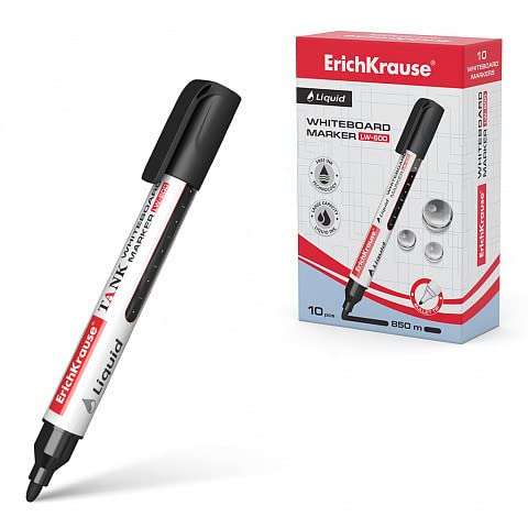 ERICHKRAUSE Marker für Whiteboard mit flüssiger Tinte Lw-600 – Technologie Free Ink – kugelförmige Spitze – Tinte auf Alkoholbasis, Schwarz von Erich Krause