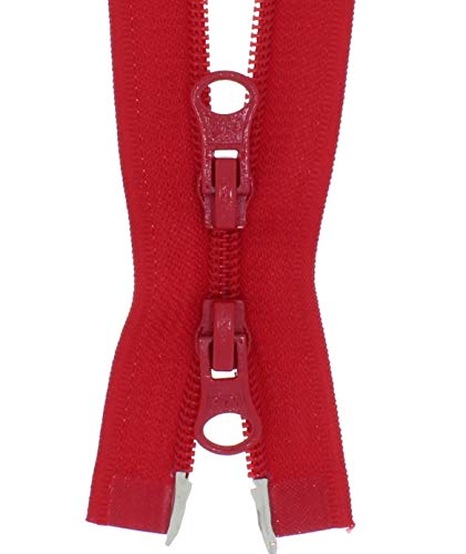 Erlif 2 Wege Reißverschluss Kunststoff Spiral Reißverschlüsse mit 2 Zippern 5mm Nylon trennbar (Rot - 148, 60cm) von Erlif