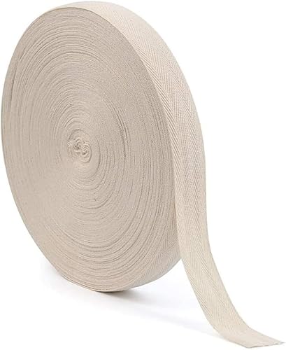 Köperband gerades Band Nahtband Baumwolle Bänder (natur - 20 Meter, 15mm Breite) von Erlif