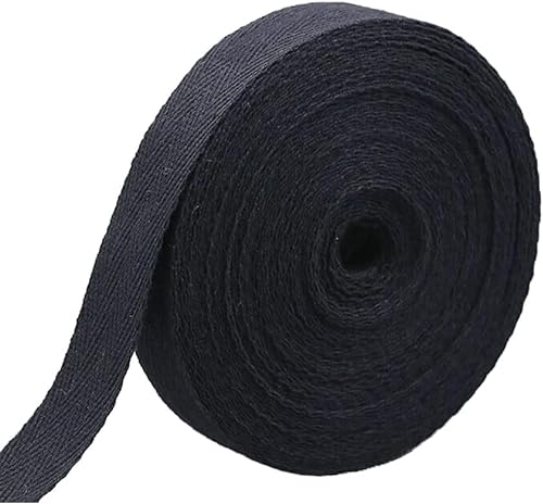 Köperband gerades Band Nahtband Baumwolle Bänder (schwarz - 20 Meter, 25mm Breite) von Erlif
