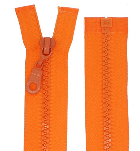 Reißverschlüsse Kunststoff Plastik Reißverschluss grob 5mm teilbar (100 cm, orange) von Erlif