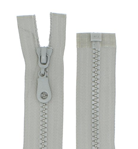 Reißverschluss für Jacken Kunststoff Plastik Zipper Reissverschlüsse teilbar (Hellgrau 60cm) von Erlif