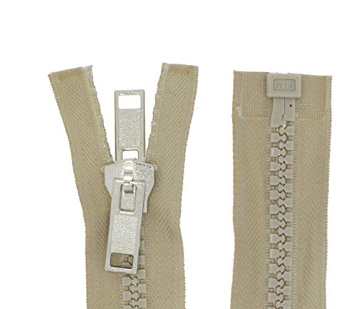 beidseitiger Reißverschluss Kunststoff teilbar GROB mit Doppel-Zipper für Zelte (beige, 150cm) von Erlif