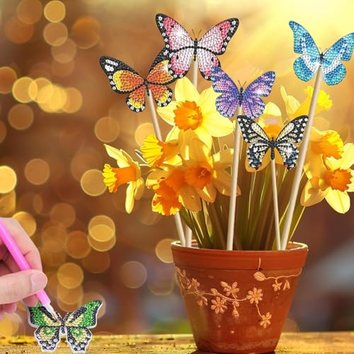 Eroionet 8 Stück Diamond Painting Schmetterling Sets,Diamond painting kinder,Basteln für Kinder Diamont Painting,Diamond Painting Schmetterling Kristall Set für Kinder Ideal für Gärten und Innenräume von Eroionet