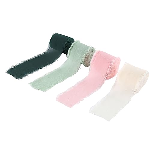 Erpmlyo 4 Rollen Chiffonband, Geschenkband, 4 cm X 4,5 M, Satinband, Breites Band, Chiffonband für Hochzeitshandwerk, Geschenkdekoration von Erpmlyo