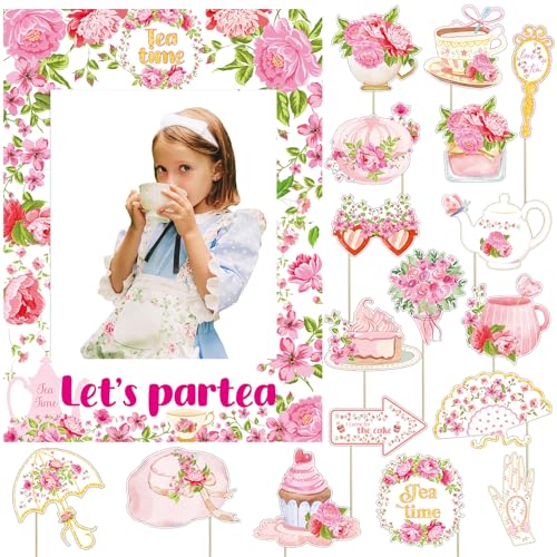 Lets Partea Photo Booth Frame Partea Time Party Supplies Tea Party Supplies Lets Partea Photo Booth Props Decorations Tea Party Photo Props Tea Theme Bridal Shower Birthday Party Supplies von Ertyjikg