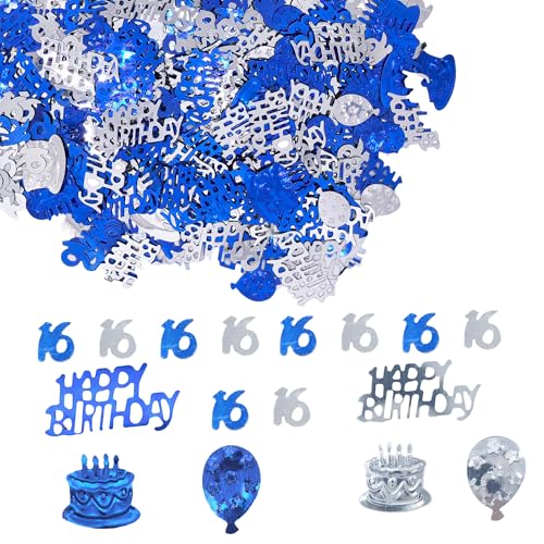 Konfetti-Folie zum 12. Geburtstag, 45 g, blau-silberfarben, metallisch, glitzernd, Tischstreuer, Partydekorationen (12) von Ertzinla