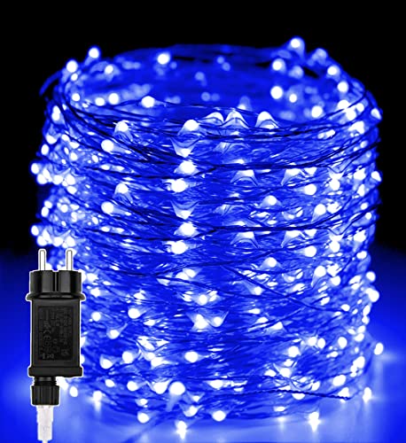 Außen LED Lichterkette 50m 500 LED Kupferdraht, Blau Halloween Beleuchtung led Innen draußen Dekoration Wasserdicht mit 8 Modi für Zimmer, Weihnachten, Bäume, Garten, Party, Hochzeit, Urlaub DIY Deko von Erwawee