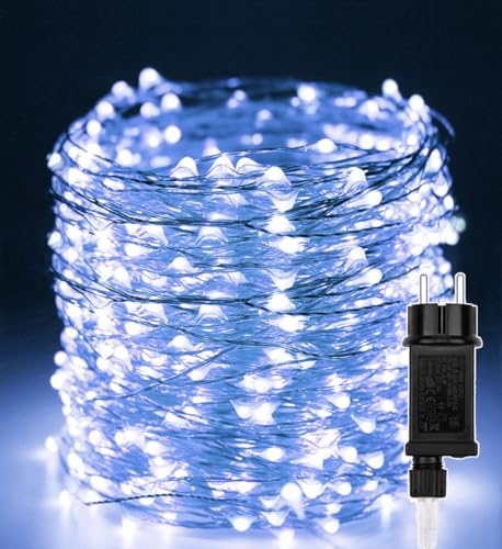 Außen LED Lichterkette 50m 500 LED Lichter Kupferdraht Beleuchtung Innen Dekorationen Wasserdicht mit 8 Modi für Zimmer,Weihnachten,Bäume,Garten, Party,Hochzeit,Urlaub DIY Deko,Weiß von Erwawee