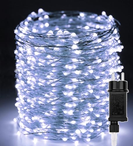 LED Lichterkette Außen Weihnachts, 200M 2000 LEDs Lichter Kupferdraht Beleuchtung Innen Dekorationen Wasserdicht mit 8 Modi für Zimmer,Weihnachten, Bäume,Garten,Party,Hochzeit,Urlaub Deko, Kaltweiß von Erwawee