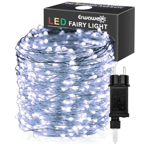 Lichterkette LED Kupferdraht 100M 1000 LEDs, Weihnachtsbeleuchtung Wasserdicht mit 8 Modi Außen Dekorationen für Zimmer, Innen, Weihnachten, Bäume, Garten, Party, Hochzeit, Urlaub DIY Deko,Kaltes Weiß von Erwawee