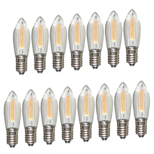 Erzgebirgslicht - AUSWAHL - 15 Stück LED Filament Topkerze 8 V 0,2 W für INNEN, für 28-30 Brennstellen E10 Riffelkerze Ersatzbirne Glühbirne Glühlämpchen für Lichterketten Pyramide Schwibbogen von Erzgebirgslicht Glück Auf