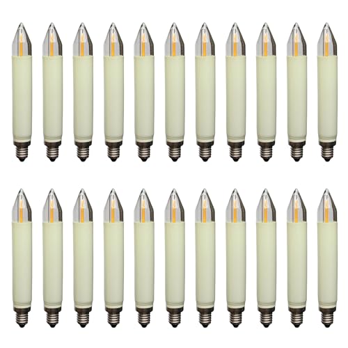Erzgebirgslicht - AUSWAHL - 22 Stück LED Filament Schaftkerze 14V 0,2W E10 INNEN + AUSSEN für 16-17 Brennstellen Ersatzbirne Glühbirne Normalschaftkerze für Lichterketten Pyramide und Schwibbogen von Erzgebirgslicht Glück Auf