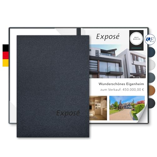 Exposémappe A4 Metallic-Effekt - Esclusiva® Classic-plus - mit Prägung Exposé - für Ihre hochwertige Objekt-Präsentation mit Metallic-Effekt - Immobilien-Makler Expose-Mappe (Anthrazit, 8 Stück) von Esclusiva