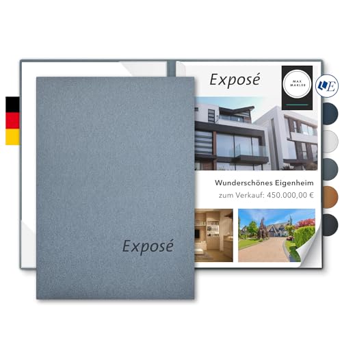 Exposémappe A4 Metallic-Effekt - Esclusiva® Classic-plus - mit Prägung Exposé - für Ihre hochwertige Objekt-Präsentation mit Metallic-Effekt - Immobilien-Makler Expose-Mappe (Zink, 8 Stück) von Esclusiva